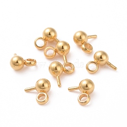 304 Stainless Steel Ball Stud Earring Post, with 201 Stainless Steel Vertical Loop and 316 Surgical Stainless Steel Pins, Real 18K Gold Plated, 5x3mm, Hole: 1.4mm, Pin: 0.5mm(STAS-Z035-01A-G)