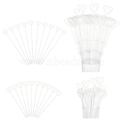 AHADERMAKER 120Pcs 2 Style Heart Shaped Plastic Flower Card Holder Stick, for Weddings Birthday Party Decorations, Clear, 231.5x36x1.8mm, 60pcs/style(AJEW-GA0003-93B)