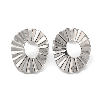 304 Stainless Steel Stud Earring Findings, Donut with Hole, Stainless Steel Color, 21.5x18mm, Hole: 1.5mm, Pin: 0.8mm