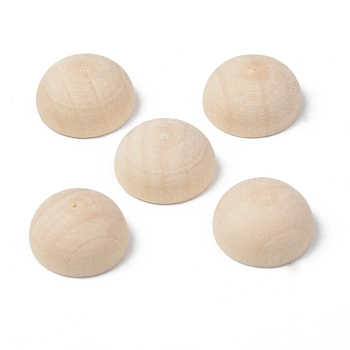 Unfinished Natural Wood Cabochons, Undyed, Half Round/Dome, Old Lace, 12x6mm