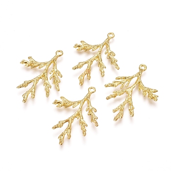 Electroplated Alloy Pendants, Branch, Real 18K Gold Plated, 36x26x3mm, Hole: 1.8mm