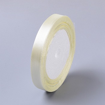 Single Face Satin Ribbon, Polyester Ribbon, Beige, 1/2 inch(12mm), about 25yards/roll(22.86m/roll), 250yards/group(228.6m/group), 10rolls/group