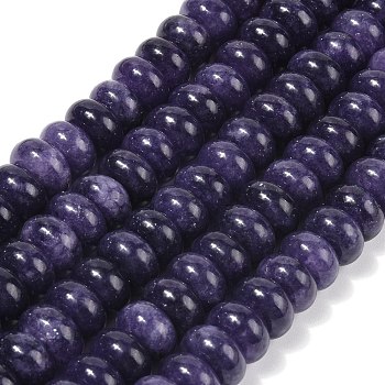 Dyed Natural White Jade Beads Strands, Rondelle, Indigo, 10x6mm, Hole: 1.2mm, about 63pcs/strand, 14.88''(37.8cm)