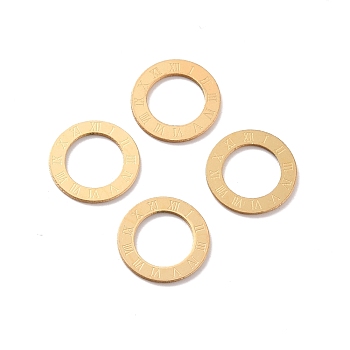 Ion Plating(IP) 304 Stainless Steel Linking Rings, Ring with Roman Numerals 1~12, Golden, 12x0.5mm, Hole: 7mm