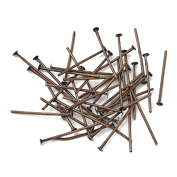Iron Flat Head Pins, Cadmium Free & Nickel Free & Lead Free, Red Copper, 22x0.75~0.8mm, 20 Gauge, about 600pcs/50g, Head: 2mm