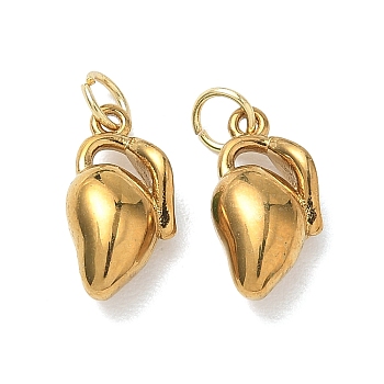 304 Stainless Steel Enamel Pendants, Mango Charms, Ion Plating(IP), Real 18K Gold Plated, 15x8x6mm, Hole: 4mm
