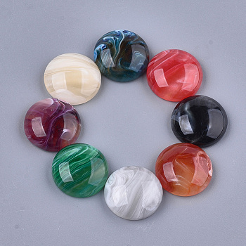 Resin Cabochons, Imitation Gemstone Style, Dome/Half Round, Mixed Color, 12x5mm