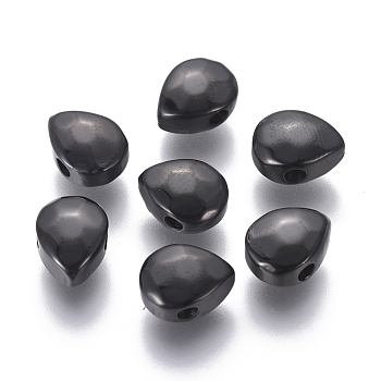 304 Stainless Steel Beads, Faceted, Teardrop, Electrophoresis Black, 8.5x6.5x4mm, Hole: 1.6mm