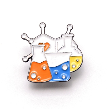 Alloy Enamel Brooches, Enamel Pin, for Teachers Students, with Rubber Clutches, Chemistry Pin, Colorful, 25.5x25.5x11mm