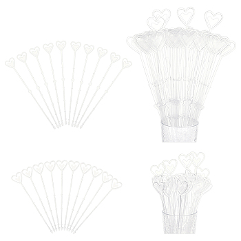 AHADERMAKER 120Pcs 2 Style Heart Shaped Plastic Flower Card Holder Stick, for Weddings Birthday Party Decorations, Clear, 231.5x36x1.8mm, 60pcs/style