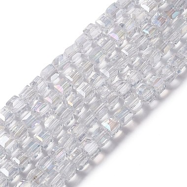Chapelets de perles en verre galvanoplastique(X-EGLA-D018-8x8mm-01)-4