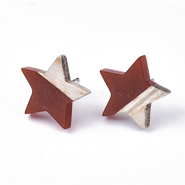 Resin & Wood Stud Earrings(EJEW-N017-001A-C04)-2