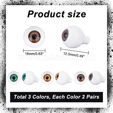 AHADERMAKER 6 Pairs 3 Colors Teardrop Shaped Acrylic Doll Craft Eyes(DIY-GA0004-57A)-2
