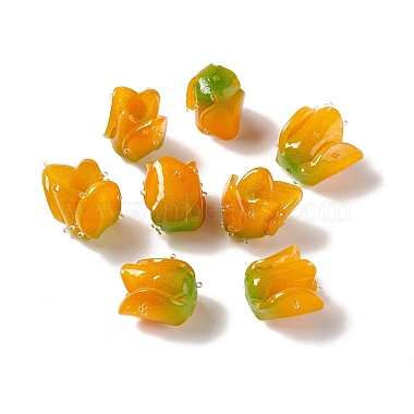 Orange Flower Acrylic Beads