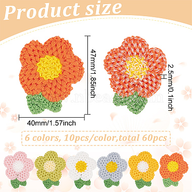 60Pcs 6 Colors Crochet Flower Appliques(DIY-FG0004-49)-2