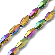 Electroplate Synthetic Magnetic Hematite Beads Strands, Faceted, Rhombus, Rainbow Plated, 12~12.5x5.5~6mm, Hole: 1.2mm, about 31~33pcs/strand, 16.54~16.93''(42~43cm)(G-E602-05C)