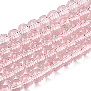 Transparent Glass Beads Strands, Round, Misty Rose, 4~4.5mm, Hole: 0.8mm, about 97~99pcs/strand, 14.76 inch~14.96 inch(37.5~38cm)(GLAA-T032-T4mm-10)
