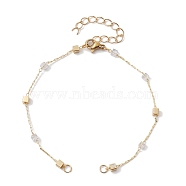 Handmade Cube Brass Link Chain Bracelet Making, with Lobster Claw Clasp, Fit for Connector Charms, Golden, 7-3/8 inch(18.7cm)(AJEW-JB01150-20)
