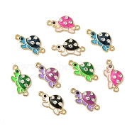 10Pcs 5 Colors Alloy Enamel Connector Charms, Tortoise Links with Crystal Rhinestone, Light Gold, Mixed Color, 23x12x3mm, Hole: 1.5mm, 2pcs/color(ENAM-YW0003-43)