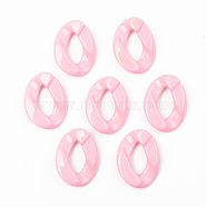 Opaque Acrylic Linking Rings, Quick Link Connectors, for Curb Chains Making, Unwelded, Twist, Pink, 39.5x29.5x7.5mm, Inner Diameter: 22x11mm(OACR-T024-01-G01)