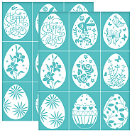Self-Adhesive Silk Screen Printing Stencil, for Painting on Wood, DIY Decoration T-Shirt Fabric, Turquoise, Egg, 280x220mm(DIY-WH0338-229)