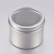 Round Aluminium Tin Cans, Aluminium Jar, Storage Containers for Jewelry Beads, Candies, with Slip-on Lid and Clear Window, Platinum, 6.7x5.2cm, Capacity: 100ml(3.38 fl. oz)(X-CON-L007-01-100ml)