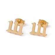 Angel Number Earrings, 304 Stainless Steel Stud Earrings for Women, Num.1, 7.5x11mm, Pin: 0.7mm(X-EJEW-F286-01D-G)