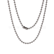 304 Stainless Steel Ball Chain Necklaces, Decorative Necklaces, Round, Stainless Steel Color, 18 inch(46cm)(CHS-O005-B-1.5mm)