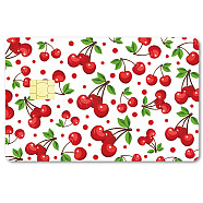 Rectangle PVC Plastic Waterproof Card Stickers, Self-adhesion Card Skin for Bank Card Decor, Cherry, 186.3x137.3mm(DIY-WH0432-106)