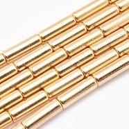 Electroplate Non-magnetic Synthetic Hematite Beads Strands, Grade AA, Long-Lasting Plated, Column, Light Gold Plated, 13x4mm, Hole: 1mm, about 30pcs/strand, 15.7 inch(40cm)(G-L485-18-LG)