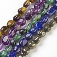 Natural Gemstone Beads Strands, Tumbled Stone, Nuggets, 6~12x6~8mm, Hole: 0.5mm, about 40~51pcs/strand, 15.5~15.7 inch(39.5~40cm)(G-F575-01)