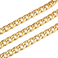 Men's Gold Cuban Link Chains, Chunky Chains, 304 Stainless Steel Chains, Unwelded, with Spool, Golden, 16.7x11.5x3mm, about 32.8 Feet(10m)/roll(CHS-I009-03G)