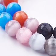 Cat Eye Beads Strands, Round, Mixed Color, 8mm, Hole: 1mm, about 48pcs/strand, 13.9 inch(35.5cm)(CE-F021-8mm-B02)