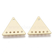 Brass Chandelier Component Links, Nickel Free, Triangle, Real 18K Gold Plated, 13.5x15.5x1mm, Hole: 1mm(X-KK-S354-177-NF)