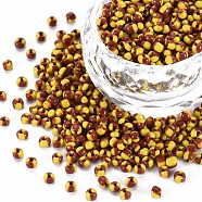 8/0 Glass Seed Beads, Opaque Colours Seep, Gold, 3mm, hole:1mm(SEED-S006-12)