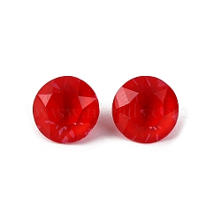 Glass Rhinestone Cabochons, Pointed Back, Faceted, Flat Round, Light Siam, 6x4~4.5mm(RGLA-A026-01A-227DE)