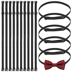 16Pcs Adjustable Polyester Elastic Bow Tie Extender Bands, with Plastic Buckle, Black, 240~435x10x1~2mm(FIND-BC0005-75B-02)