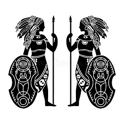 PVC Wall Stickers, for Wall Decoration, Tribal Theme, Women Pattern, 530x300mm, 2pcs/set(DIY-WH0377-111)