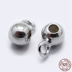 Rhodium Plated 925 Sterling Silver Tube Bails, Loop Bails, Stopper Beads, Platinum, 7x3.5x4mm, Hole: 1.5mm(STER-K167-047B-P)