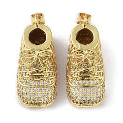 Rack Plating Brass Micro Pave Cubic Zirconia Pendants, Long-Lasting Plated, Lead Free & Cadmium Free, Shoes, Real 18K Gold Plated, 28x13x16mm, Hole: 3.5x3mm(KK-K341-50G)