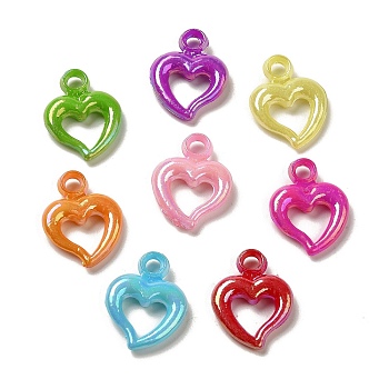 Plating Opaque Acrylic Pendants, AB Color, Heart, Mixed Color, 19.5x14.5x3.5mm, Hole: 2.8mm, 1562pcs/500g