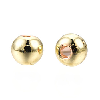 Alloy Beads, Cadmium Free & Nickel Free & Lead Free, Round, Light Gold, 4x3.5mm, Hole: 1.4mm