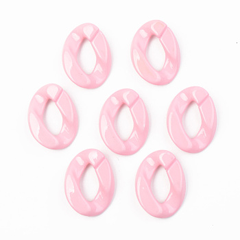 Opaque Acrylic Linking Rings, Quick Link Connectors, for Curb Chains Making, Unwelded, Twist, Pink, 39.5x29.5x7.5mm, Inner Diameter: 22x11mm