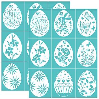 Self-Adhesive Silk Screen Printing Stencil, for Painting on Wood, DIY Decoration T-Shirt Fabric, Turquoise, Egg, 280x220mm