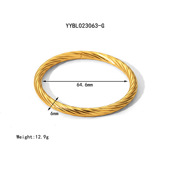 Twist Stainless Steel Bangles for Women, Real 18K Gold Plated, Inner Diameter: 2-1/2 inch(6.43cm)