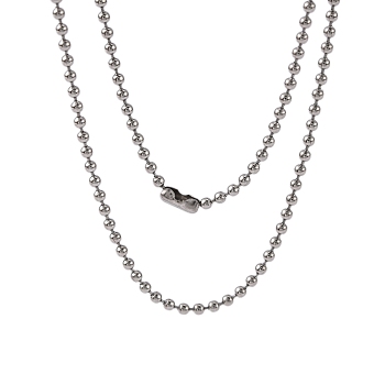 304 Stainless Steel Ball Chain Necklaces, Decorative Necklaces, Round, Stainless Steel Color, 18 inch(46cm)