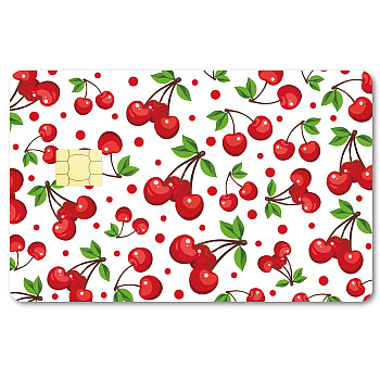 Rectangle PVC Plastic Waterproof Card Stickers, Self-adhesion Card Skin for Bank Card Decor, Cherry, 186.3x137.3mm