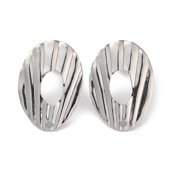 304 Stainless Steel Stud Earring Findings, Hollow Oval with Hole, Stainless Steel Color, 23x16.5mm, Hole: 1.5mm, Pin: 0.8mm