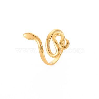 Ion Plating(IP) 304 Stainless Steel Snake Wide Open Cuff Ring for Women(X-RJEW-S405-226G)-3