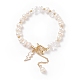 Natural Mixed Stone Chips & Pearl Beaded Bracelet with Enamel Lighting Bolt Charms(BJEW-JB08332-M)-2